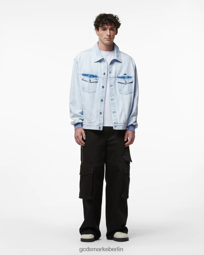 GCDS Männer gebleichte Jeansjacke LP42F10 Weiß Kleidung