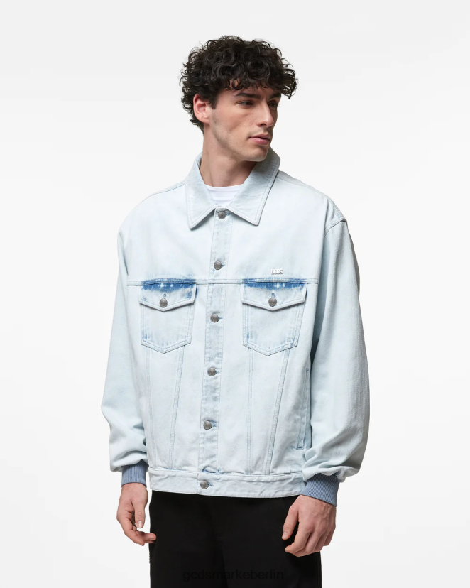 GCDS Männer gebleichte Jeansjacke LP42F10 Weiß Kleidung