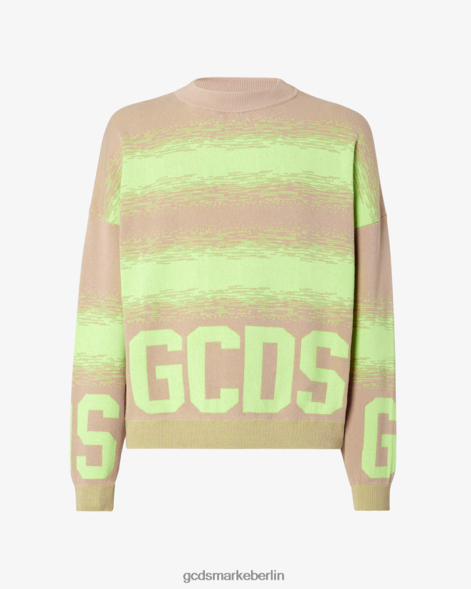 GCDS Männer Degrade-Pullover aus Baumwolle mit niedrigem Bund LP42F26 Beige Kleidung