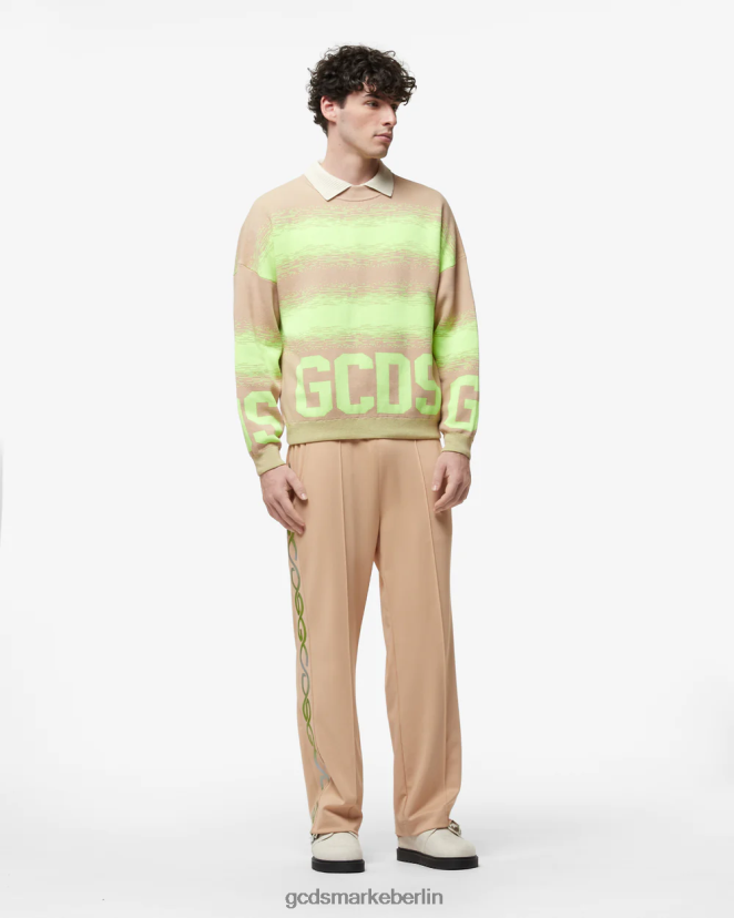 GCDS Männer Degrade-Pullover aus Baumwolle mit niedrigem Bund LP42F26 Beige Kleidung
