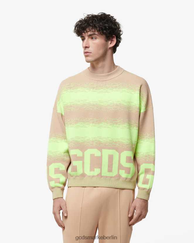 GCDS Männer Degrade-Pullover aus Baumwolle mit niedrigem Bund LP42F26 Beige Kleidung