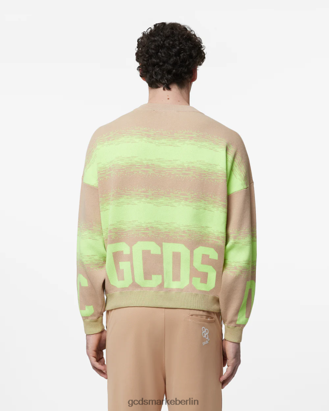 GCDS Männer Degrade-Pullover aus Baumwolle mit niedrigem Bund LP42F26 Beige Kleidung