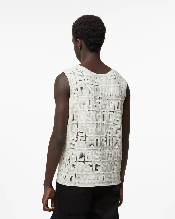 GCDS Männer Monogramm-Makramee-Tanktop LP42F16 cremefarben Kleidung