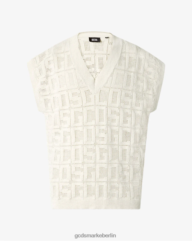 GCDS Männer Monogramm-Makramee-Weste LP42F15 cremefarben Kleidung