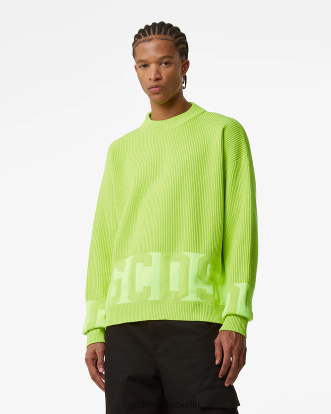 GCDS Männer Pullover aus Baumwolle mit niedrigem Bund LP42F34 Kalk Kleidung