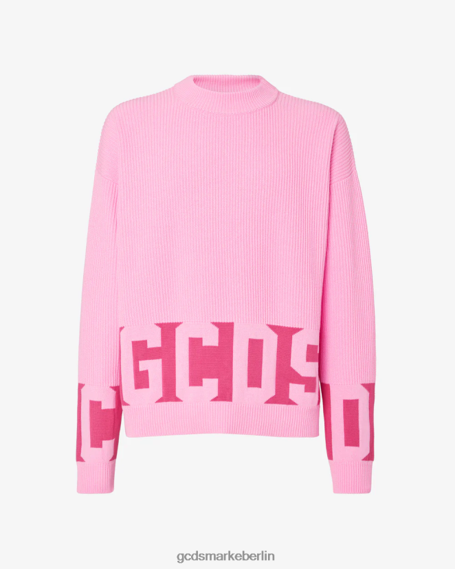 GCDS Männer Pullover aus Baumwolle mit niedrigem Bund LP42F35 Fuchsie Kleidung