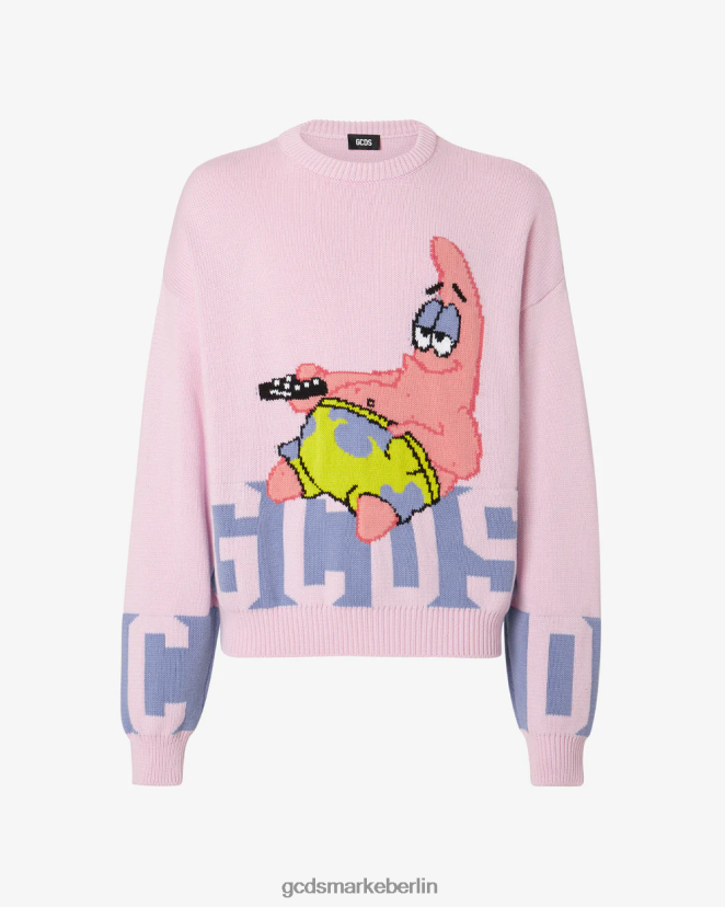 GCDS Männer Pullover mit Logo von Patrick Star und niedrigem Band LP42F36 Rosa Kleidung