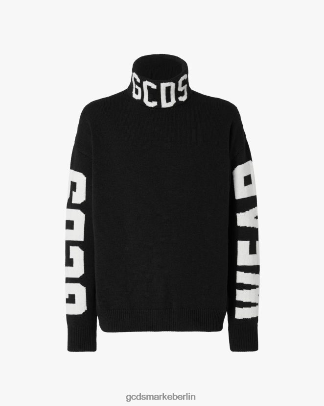 GCDS Männer Rollkragenpullover mit Logo LP42F40 Schwarz Kleidung