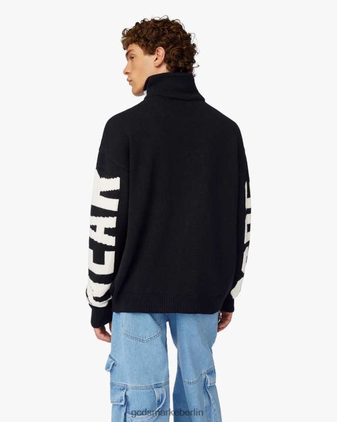 GCDS Männer Rollkragenpullover mit Logo LP42F40 Schwarz Kleidung