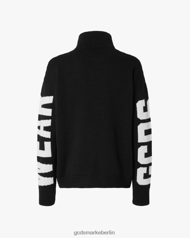 GCDS Männer Rollkragenpullover mit Logo LP42F40 Schwarz Kleidung