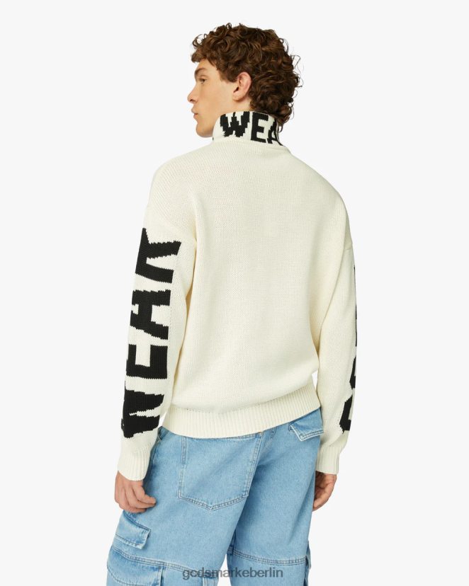 GCDS Männer Rollkragenpullover mit Logo LP42F41 cremefarben Kleidung