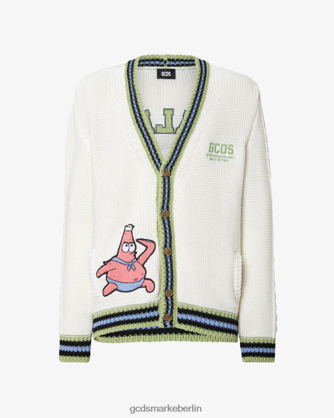 GCDS Männer Spongebob Italico Strickjacke LP42F37 cremefarben Kleidung
