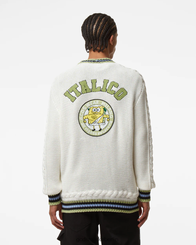 GCDS Männer Spongebob Italico Strickjacke LP42F37 cremefarben Kleidung