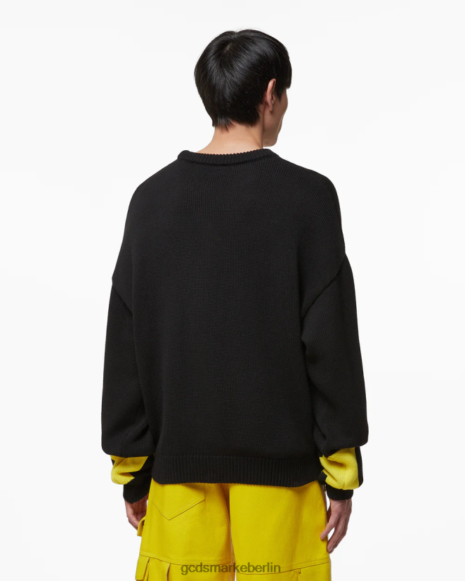 GCDS Männer Spongebob-Pullover mit niedrigem Band und Logo LP42F39 Schwarz Kleidung