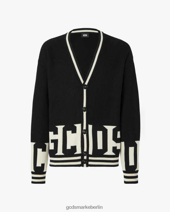GCDS Männer Strickjacke mit niedrigem Bund LP42F25 Schwarz Kleidung