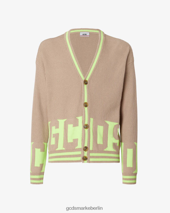 GCDS Männer Strickjacke mit niedrigem Bund LP42F27 Beige Kleidung
