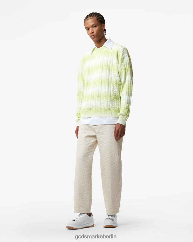 GCDS Männer Zöpfe verschlechtern den Pullover LP42F33 Kalk Kleidung