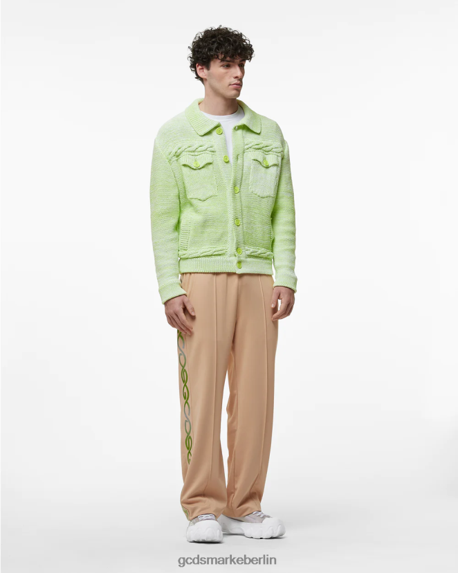 GCDS Männer Zöpfe verschlechtern die Strickjacke LP42F29 Kalk Kleidung
