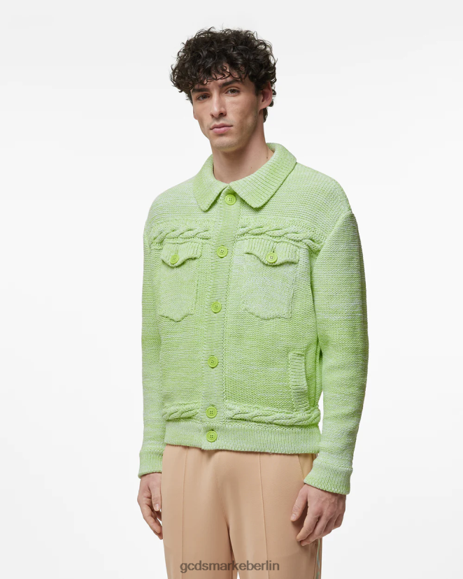 GCDS Männer Zöpfe verschlechtern die Strickjacke LP42F29 Kalk Kleidung