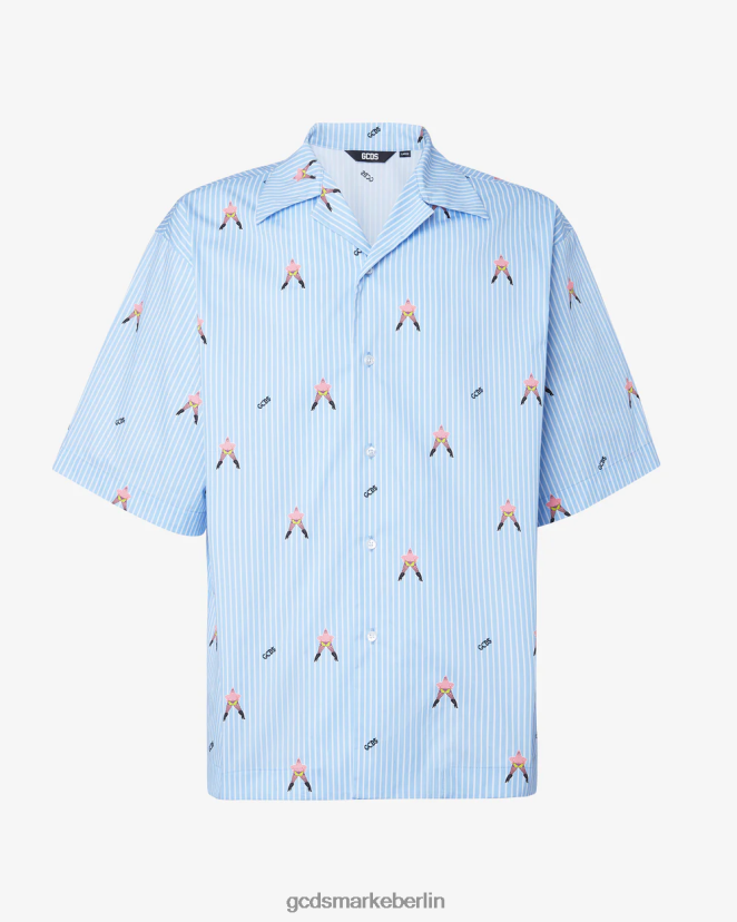 GCDS Männer Allover-Patrick-Star-Bowlingshirt aus Baumwolle LP42F90 Mehrfarbig Kleidung