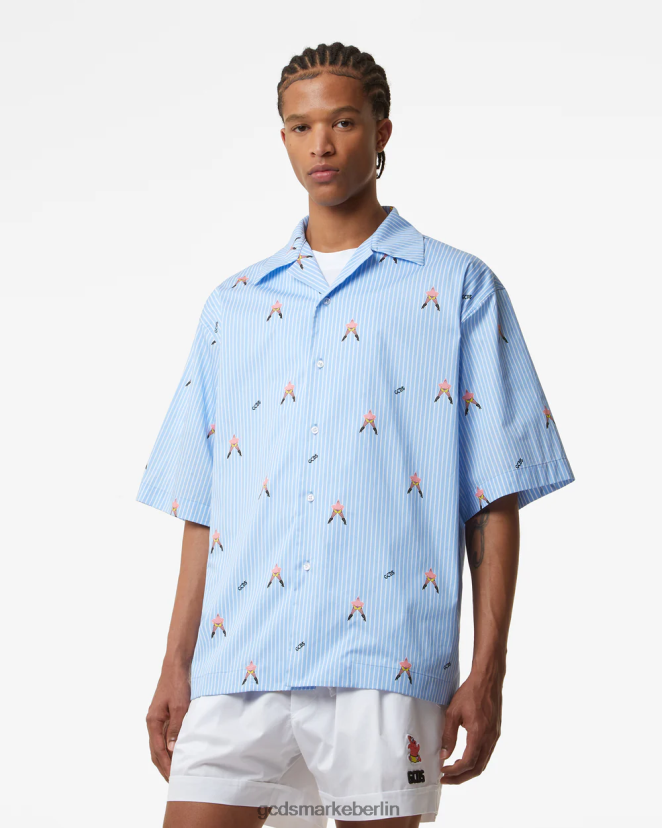 GCDS Männer Allover-Patrick-Star-Bowlingshirt aus Baumwolle LP42F90 Mehrfarbig Kleidung
