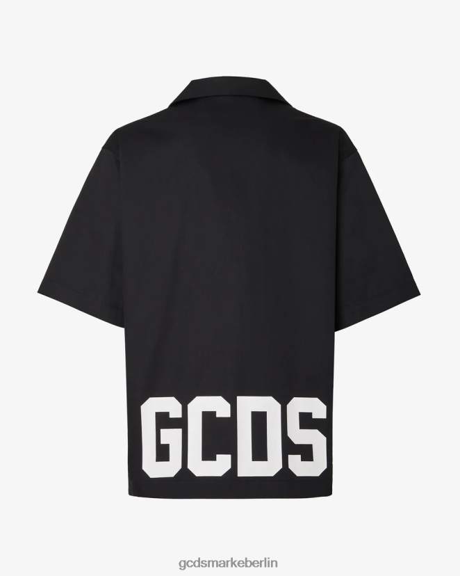 GCDS Männer Bowlingshirt mit niedrigem Bund LP42F85 Schwarz Kleidung