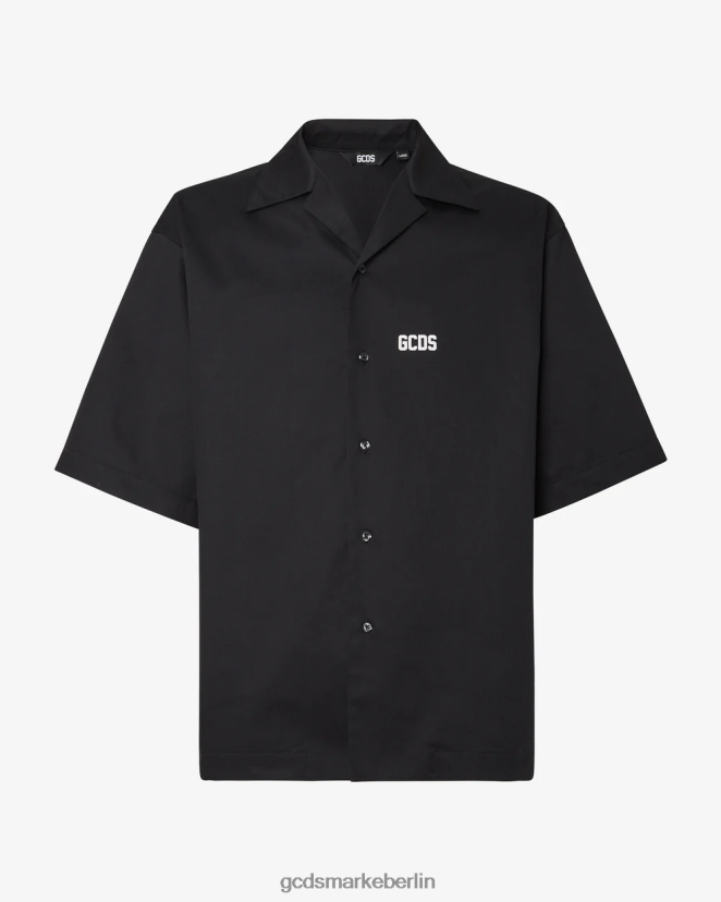 GCDS Männer Bowlingshirt mit niedrigem Bund LP42F85 Schwarz Kleidung