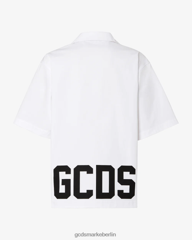GCDS Männer Bowlingshirt mit niedrigem Bund LP42F86 Weiß Kleidung