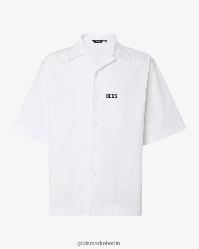GCDS Männer Bowlingshirt mit niedrigem Bund LP42F86 Weiß Kleidung