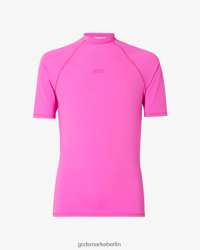 GCDS Männer Klassischer, kurzärmliger Rashguard mit Logo LP42F94 Fuchsie Kleidung