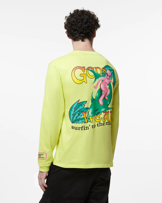 GCDS Männer Langärmliges T-Shirt mit Surfing-Wirdo-Aufdruck LP42F103 Kalk Kleidung