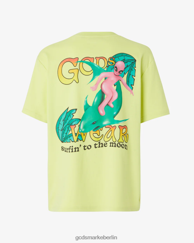 GCDS Männer Lockeres T-Shirt mit Surfing-Wirdo-Aufdruck LP42F100 Kalk Kleidung