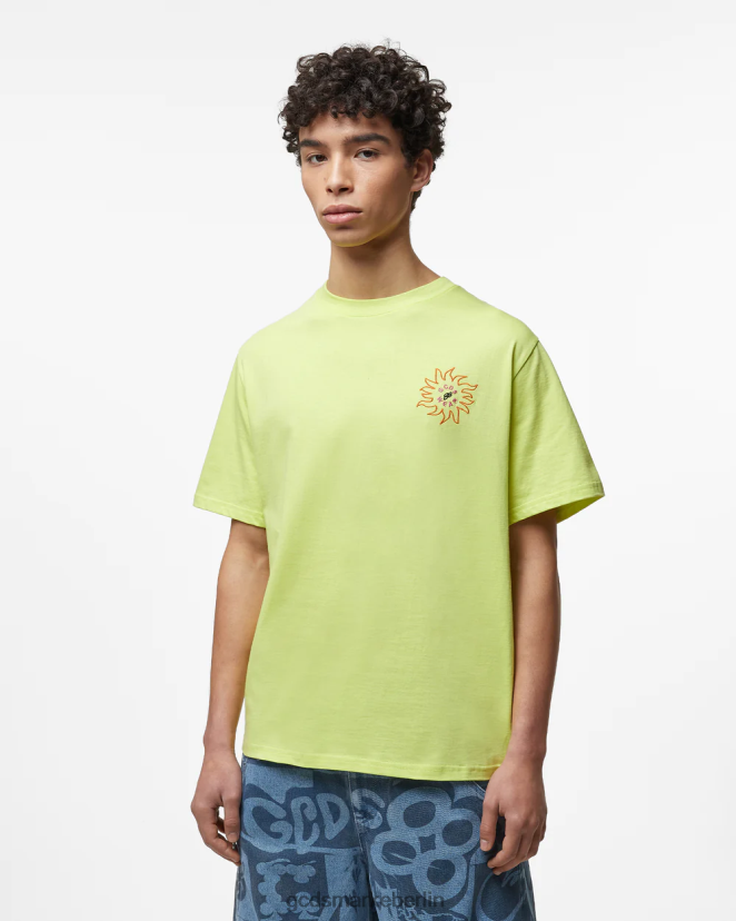 GCDS Männer Lockeres T-Shirt mit Surfing-Wirdo-Aufdruck LP42F100 Kalk Kleidung