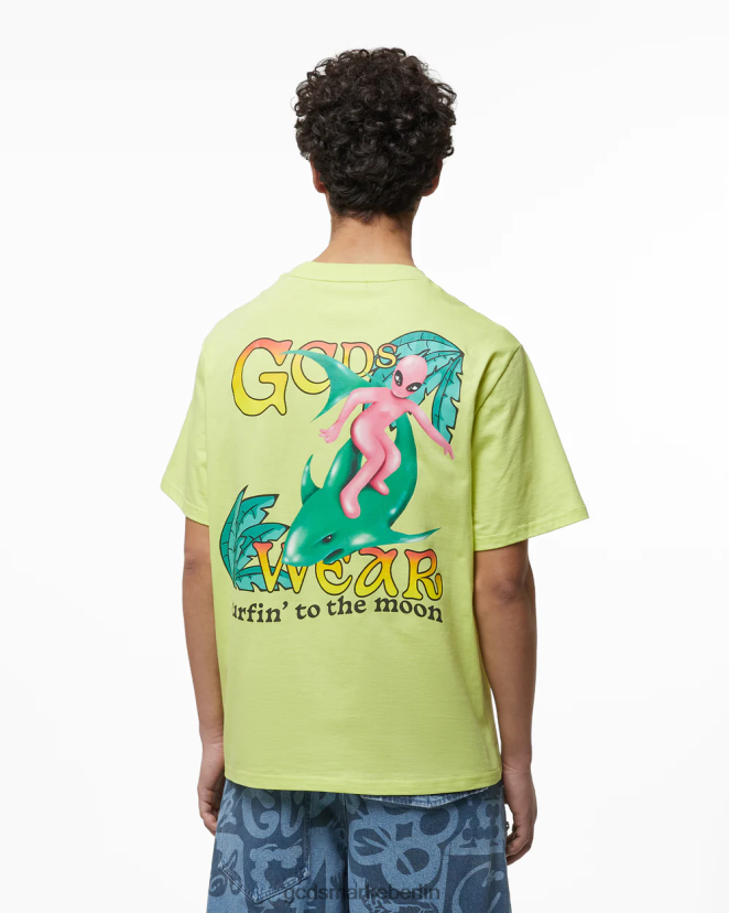 GCDS Männer Lockeres T-Shirt mit Surfing-Wirdo-Aufdruck LP42F100 Kalk Kleidung