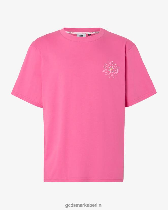 GCDS Männer Lockeres T-Shirt mit Surfing-Wirdo-Aufdruck LP42F92 Fuchsie Kleidung