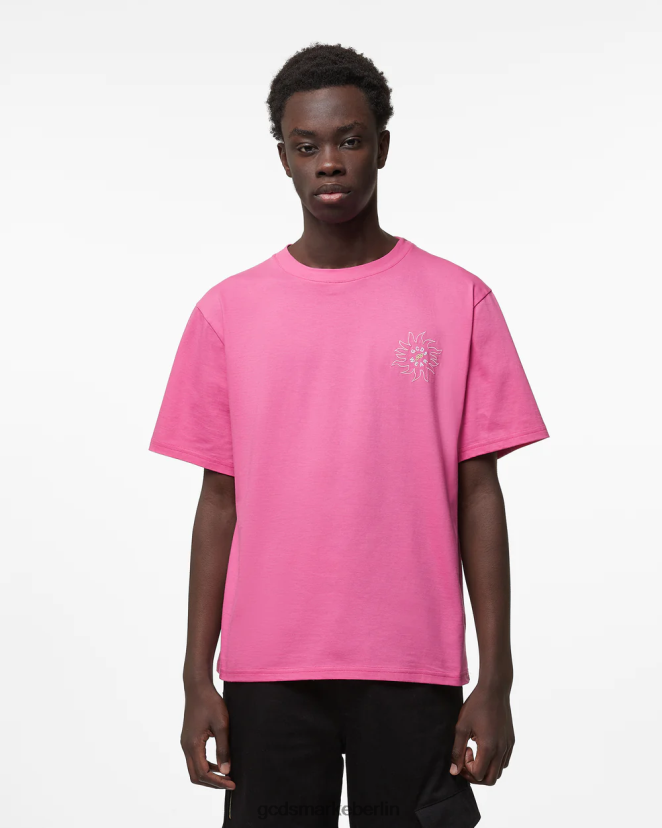 GCDS Männer Lockeres T-Shirt mit Surfing-Wirdo-Aufdruck LP42F92 Fuchsie Kleidung