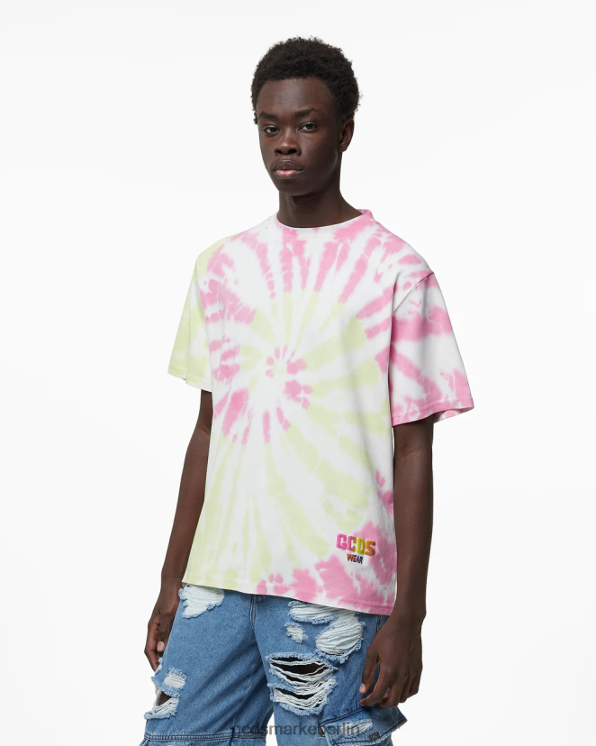 GCDS Männer Loses T-Shirt mit Batikmuster LP42F99 Mehrfarbig Kleidung