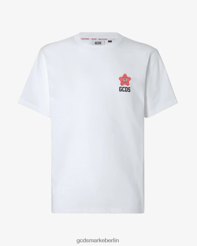 GCDS Männer Loses T-Shirt mit Patrick Star-Stickerei LP42F88 Weiß Kleidung