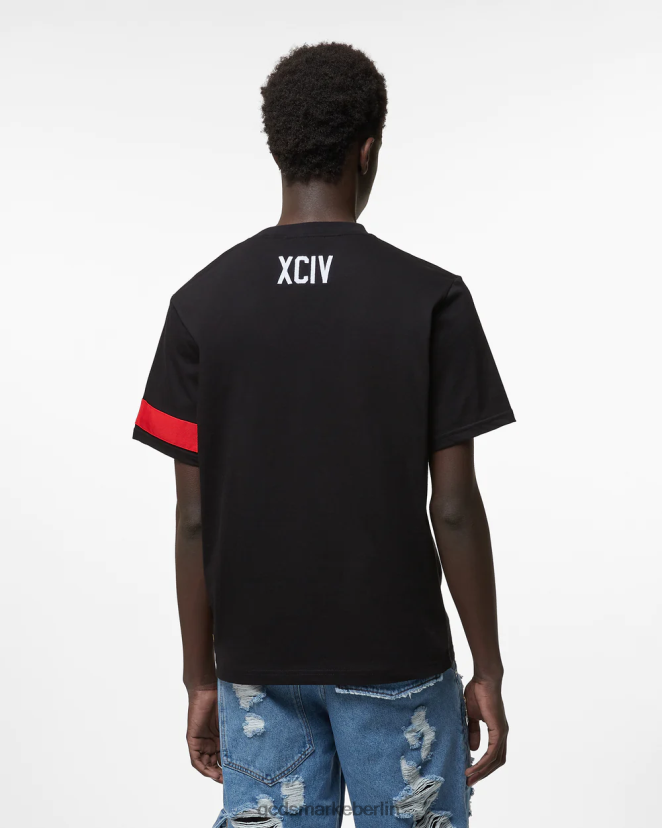 GCDS Männer Normales T-Shirt mit Logo LP42F79 Schwarz Kleidung