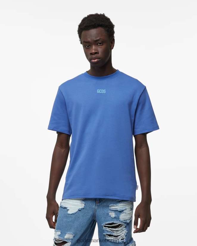 GCDS Männer Normales T-Shirt mit Öko-Logo LP42F106 Blau Kleidung