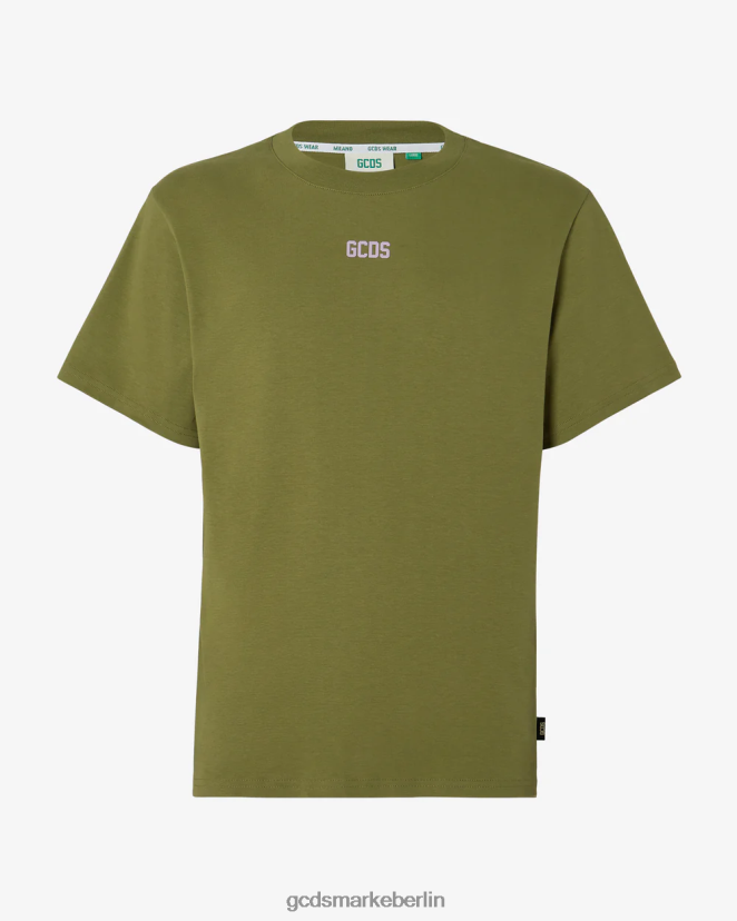GCDS Männer Normales T-Shirt mit Öko-Logo LP42F107 Militärgrün Kleidung
