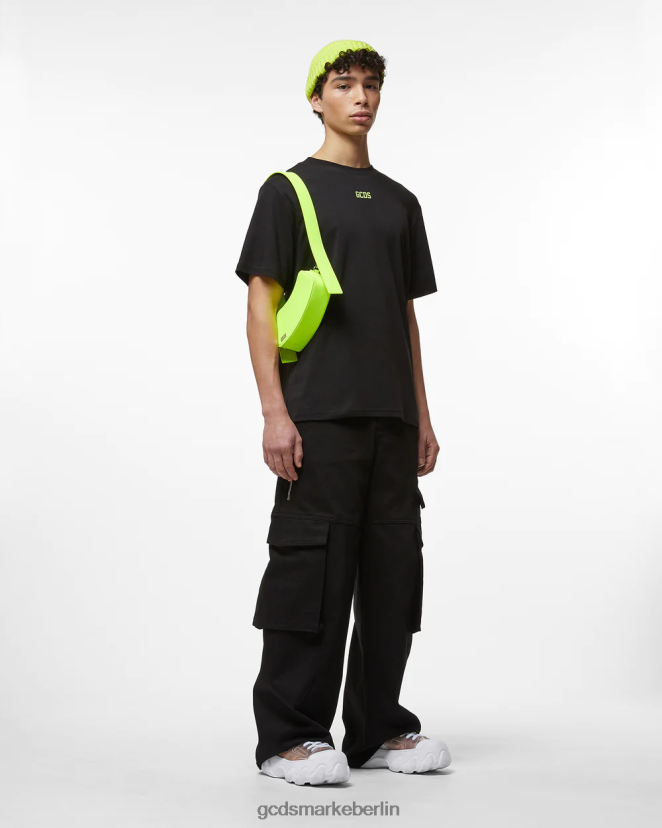 GCDS Männer Normales T-Shirt mit Öko-Logo LP42F108 Kalk Kleidung