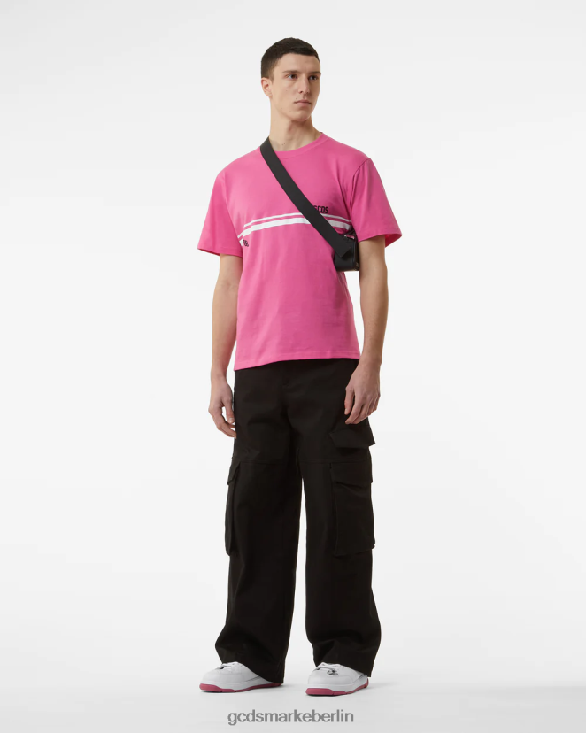 GCDS Männer Normales T-Shirt mit niedrigem Logoband LP42F93 Fuchsie Kleidung