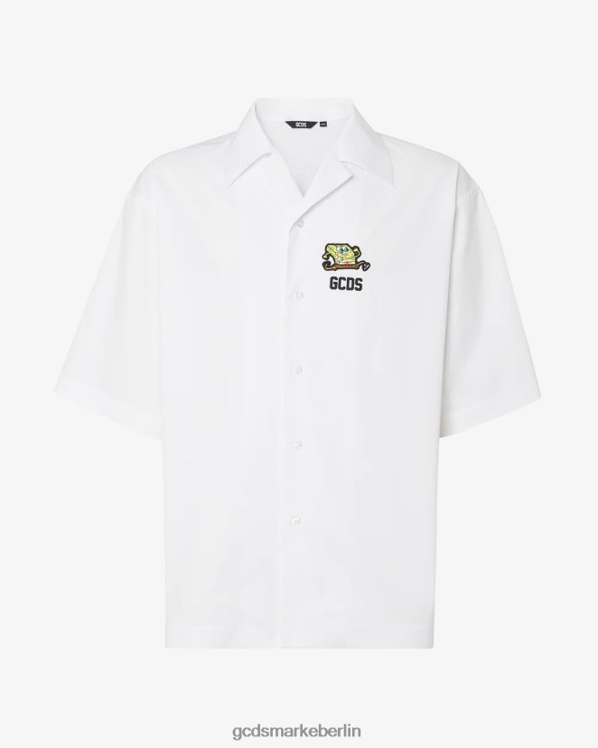 GCDS Männer Spongebob Basic-Shirt LP42F87 Weiß Kleidung