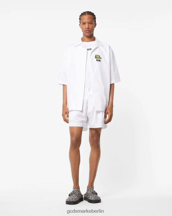 GCDS Männer Spongebob Basic-Shirt LP42F87 Weiß Kleidung