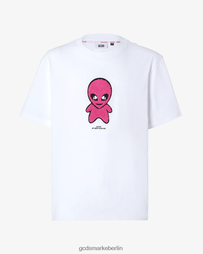 GCDS Männer Wirdo lockeres T-Shirt LP42F95 Weiß Kleidung