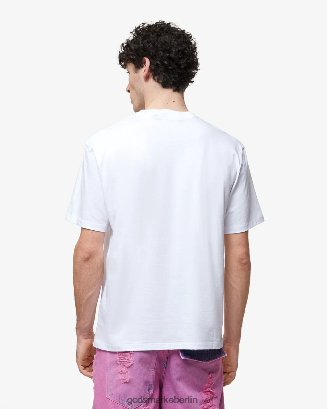 GCDS Männer Wirdo lockeres T-Shirt LP42F95 Weiß Kleidung