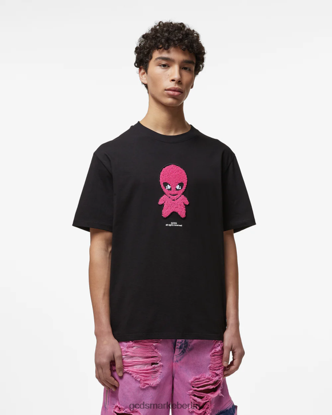 GCDS Männer Wirdo lockeres T-Shirt LP42F96 Schwarz Kleidung