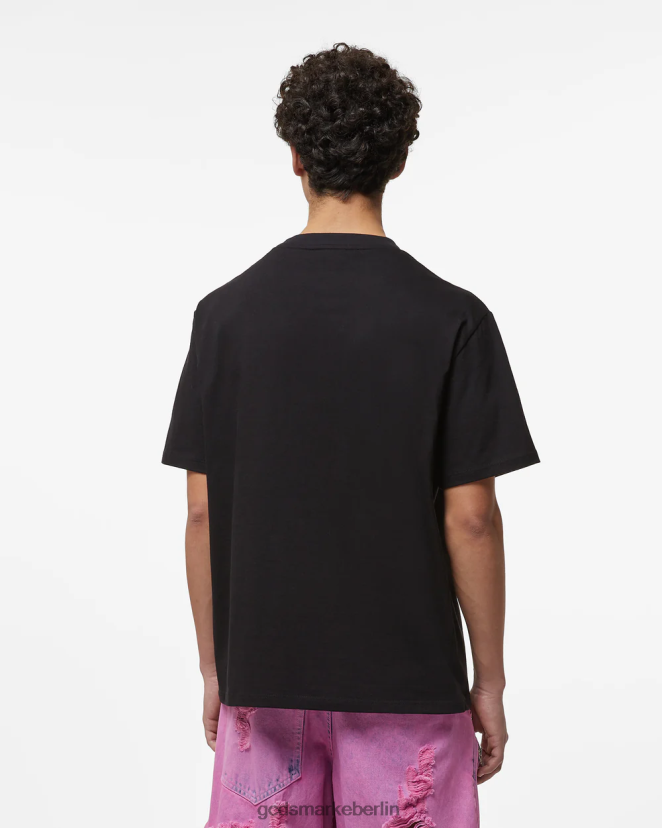 GCDS Männer Wirdo lockeres T-Shirt LP42F96 Schwarz Kleidung