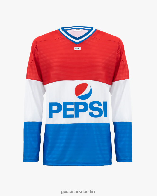 GCDS x Pepsi Männer Hockey-T-Shirt mit langen Ärmeln LP42F80 Schwarz Kleidung